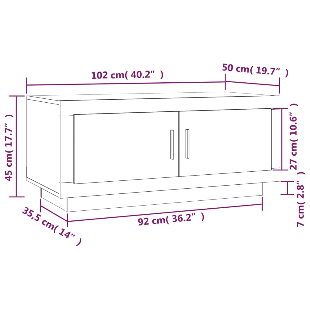 Salontafel 102x50x45 cm bewerkt hout