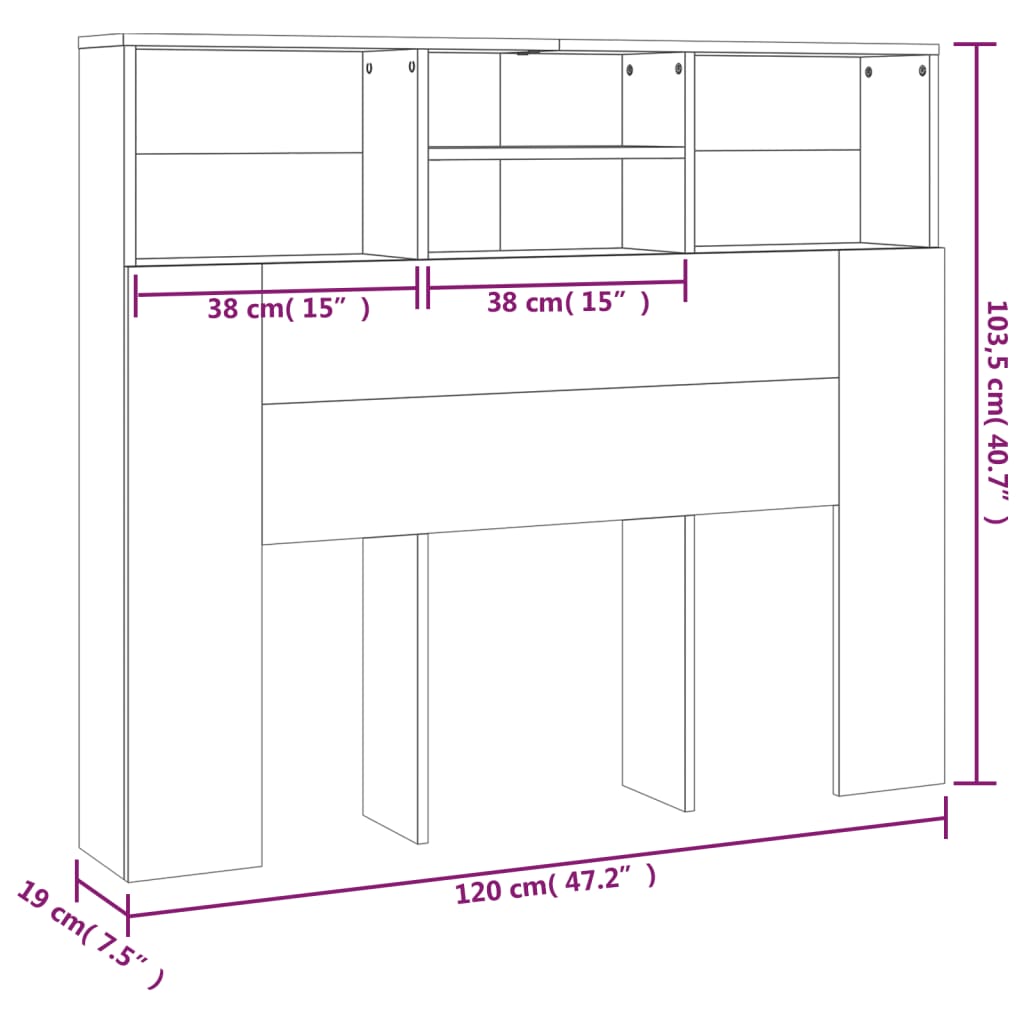 Armoire tête de lit 120x19x103,5 cm