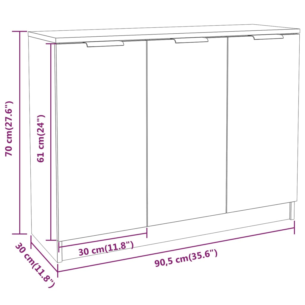 Dressoir 90,5x30x70 cm bewerkt hout oud houtkleurig