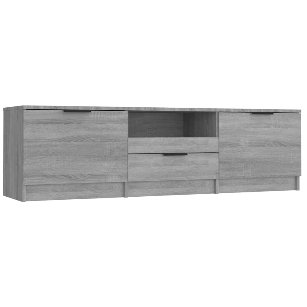 Meuble TV 140x35x40 cm ouvré en bois couleur chêne