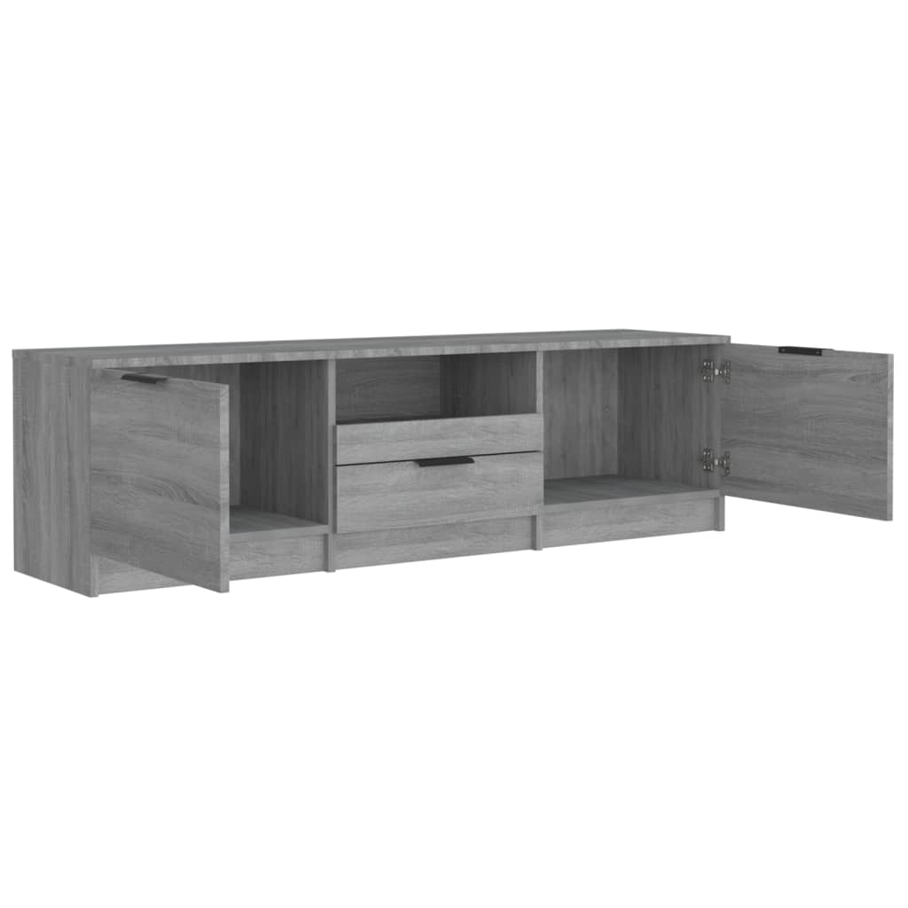 Meuble TV 140x35x40 cm ouvré en bois couleur chêne