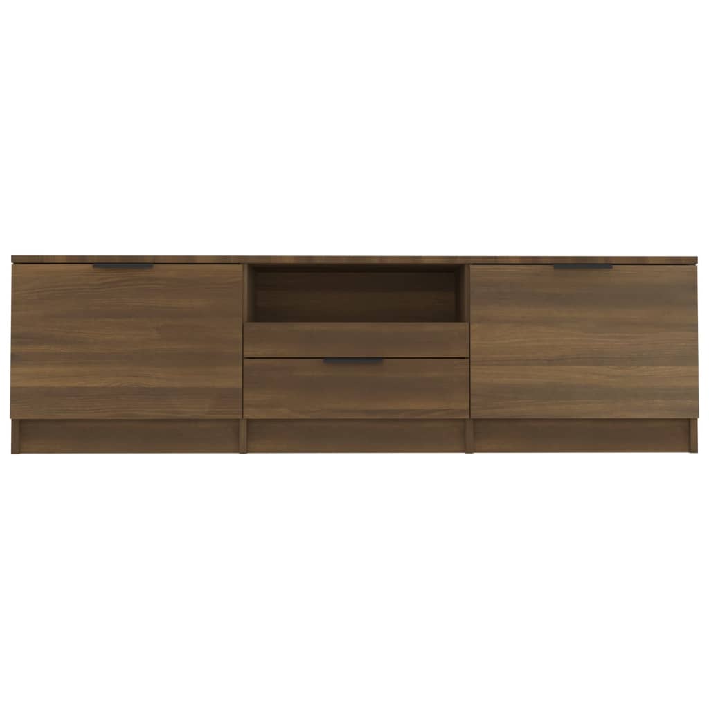 Meuble TV 140x35x40 cm ouvré en bois couleur chêne