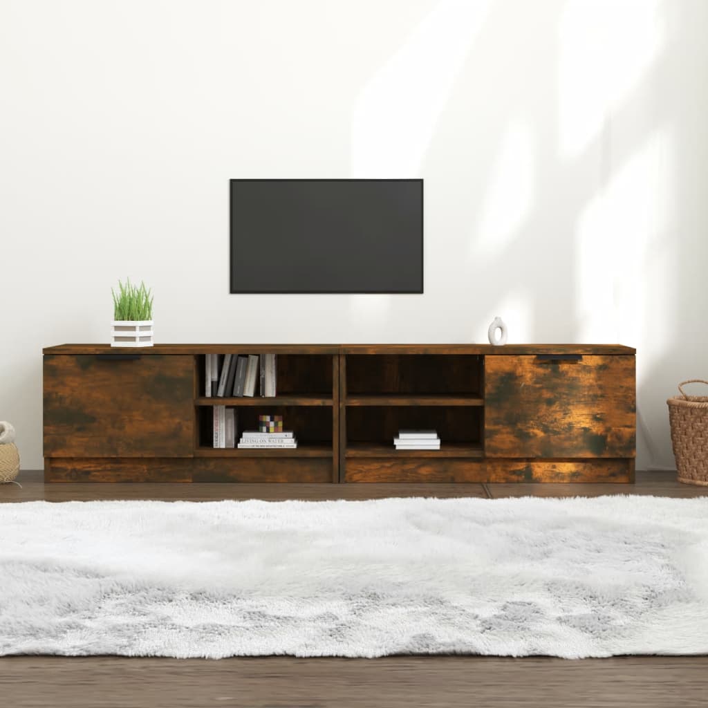 Meuble TV 80x35x36,5 cm en bois travaillé