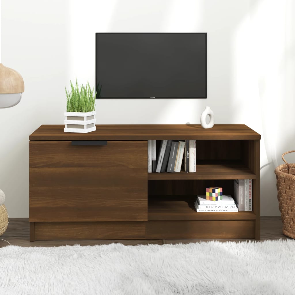 Meuble TV 80x35x36,5 cm en bois travaillé