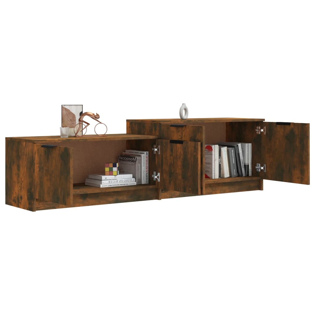 Meuble TV 158,5x36x45 cm finition bois couleur chêne marron