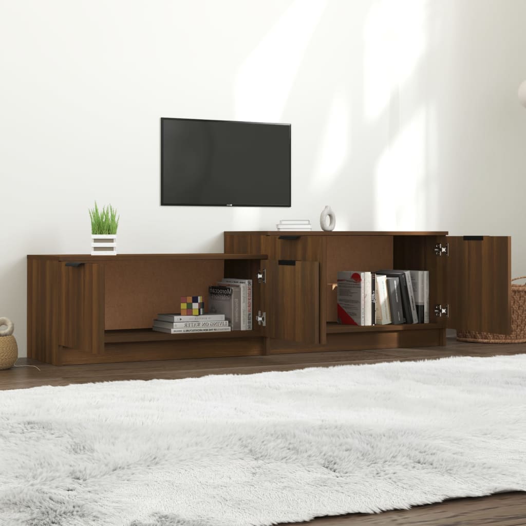 Meuble TV 158,5x36x45 cm finition bois couleur chêne marron