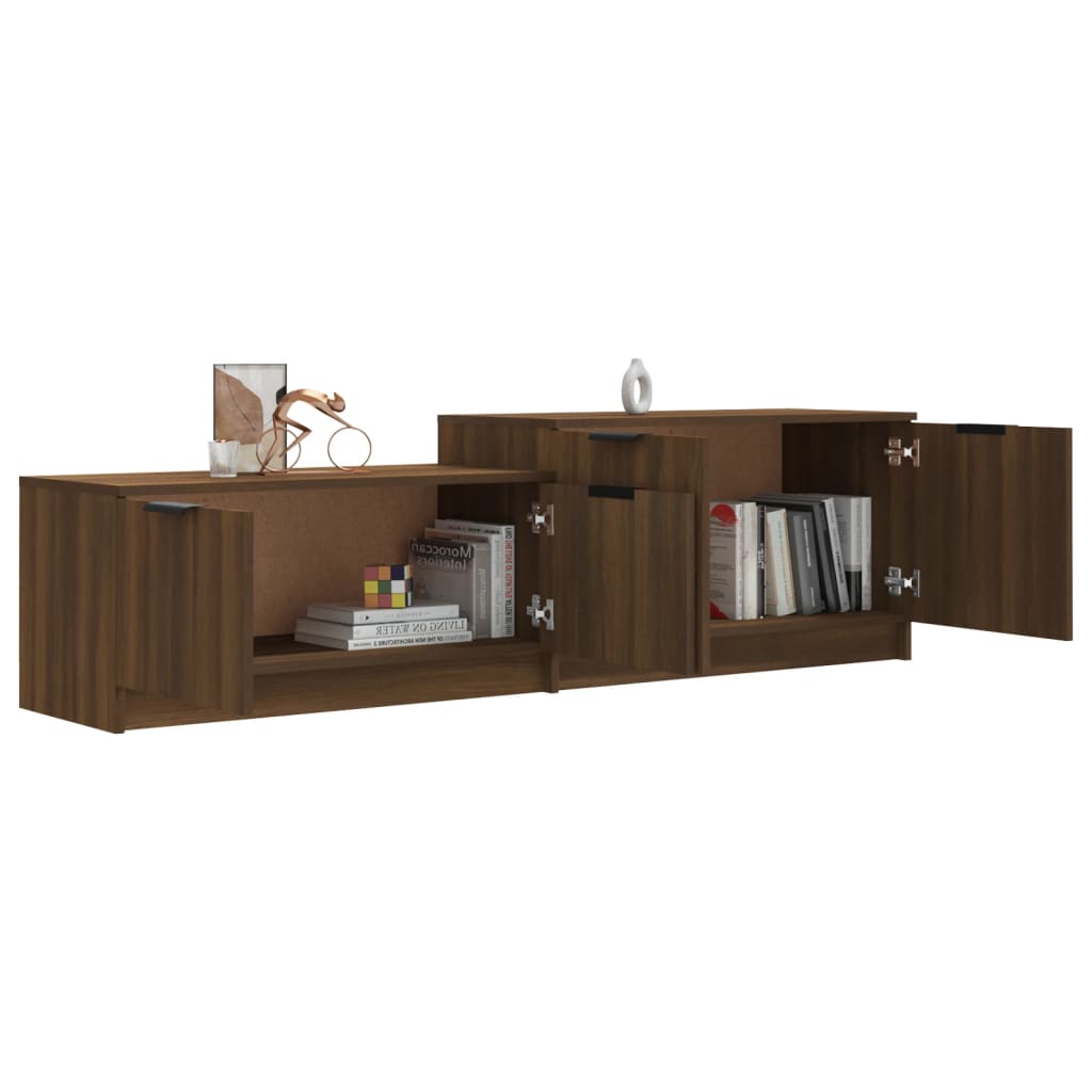 Meuble TV 158,5x36x45 cm finition bois couleur chêne marron