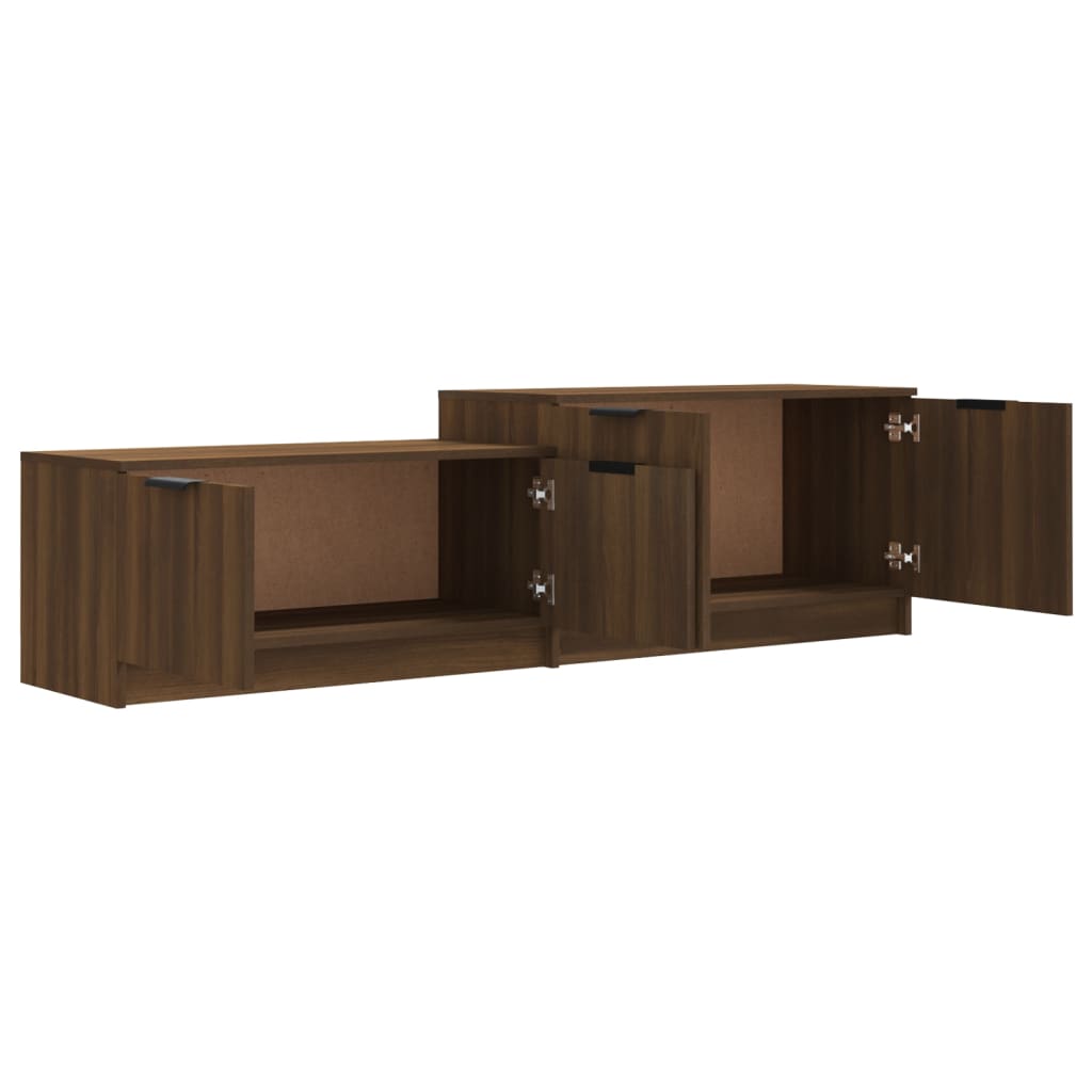 Meuble TV 158,5x36x45 cm finition bois couleur chêne marron