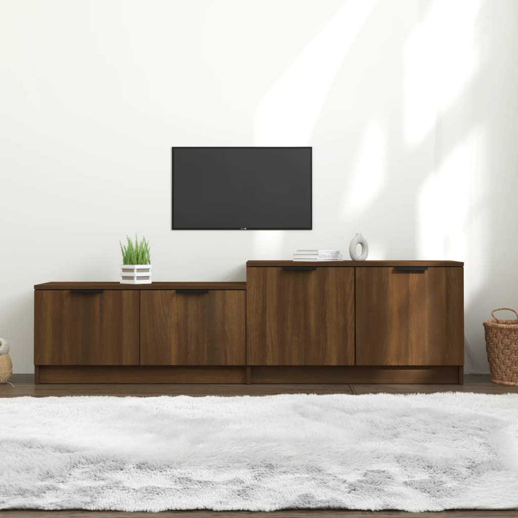 Meuble TV 158,5x36x45 cm finition bois couleur chêne marron