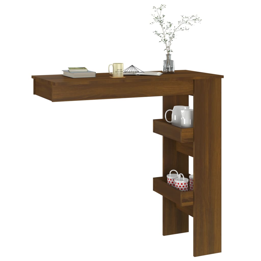 Table de bar murale 102x45x103,5 cm bois fini