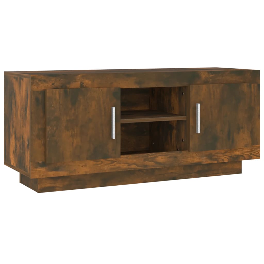 Meuble TV 102x35x45 cm ouvré en bois couleur chêne