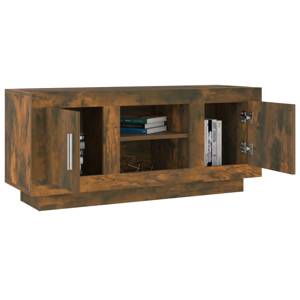 Meuble TV 102x35x45 cm ouvré en bois couleur chêne