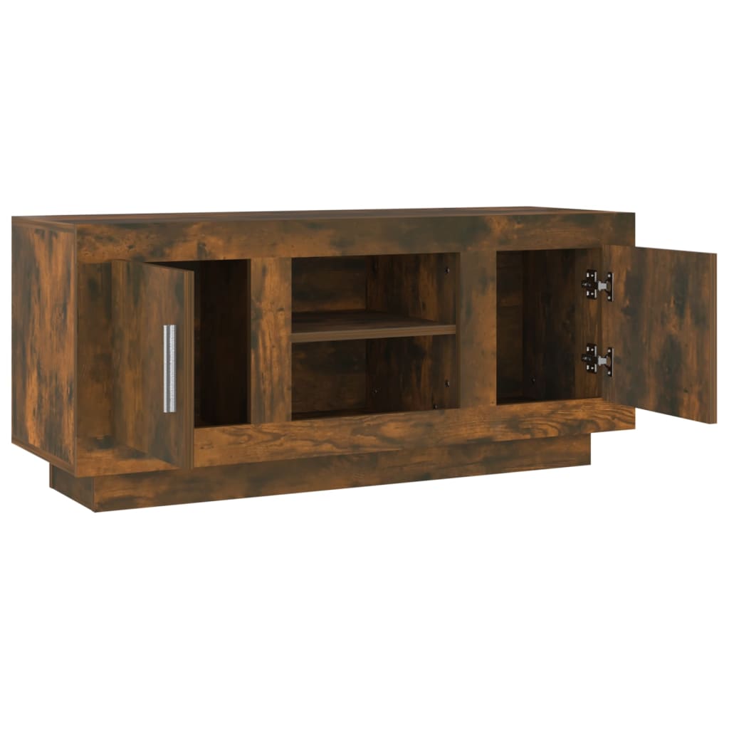 Meuble TV 102x35x45 cm ouvré en bois couleur chêne