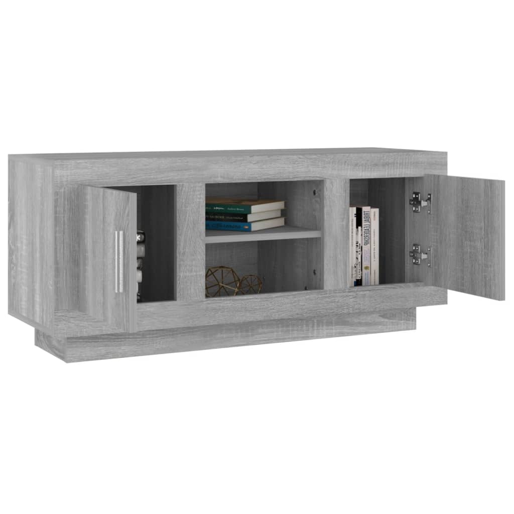 Meuble TV 102x35x45 cm ouvré en bois couleur chêne