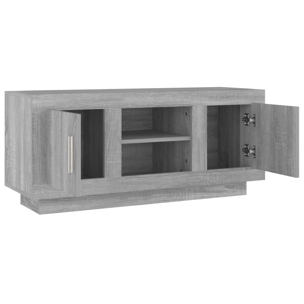 Meuble TV 102x35x45 cm ouvré en bois couleur chêne