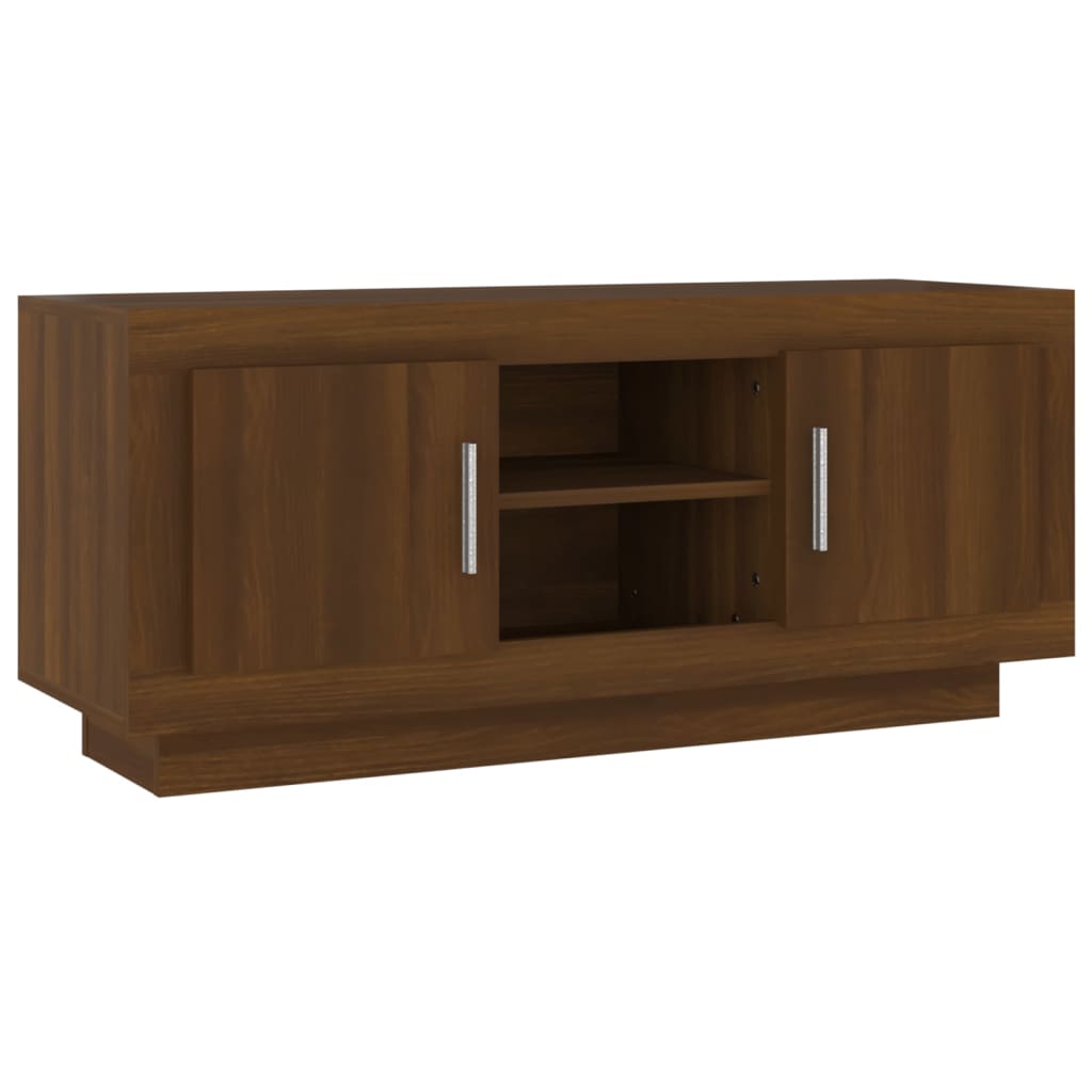 Meuble TV 102x35x45 cm ouvré en bois couleur chêne