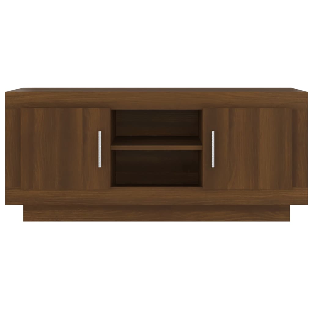 Meuble TV 102x35x45 cm ouvré en bois couleur chêne