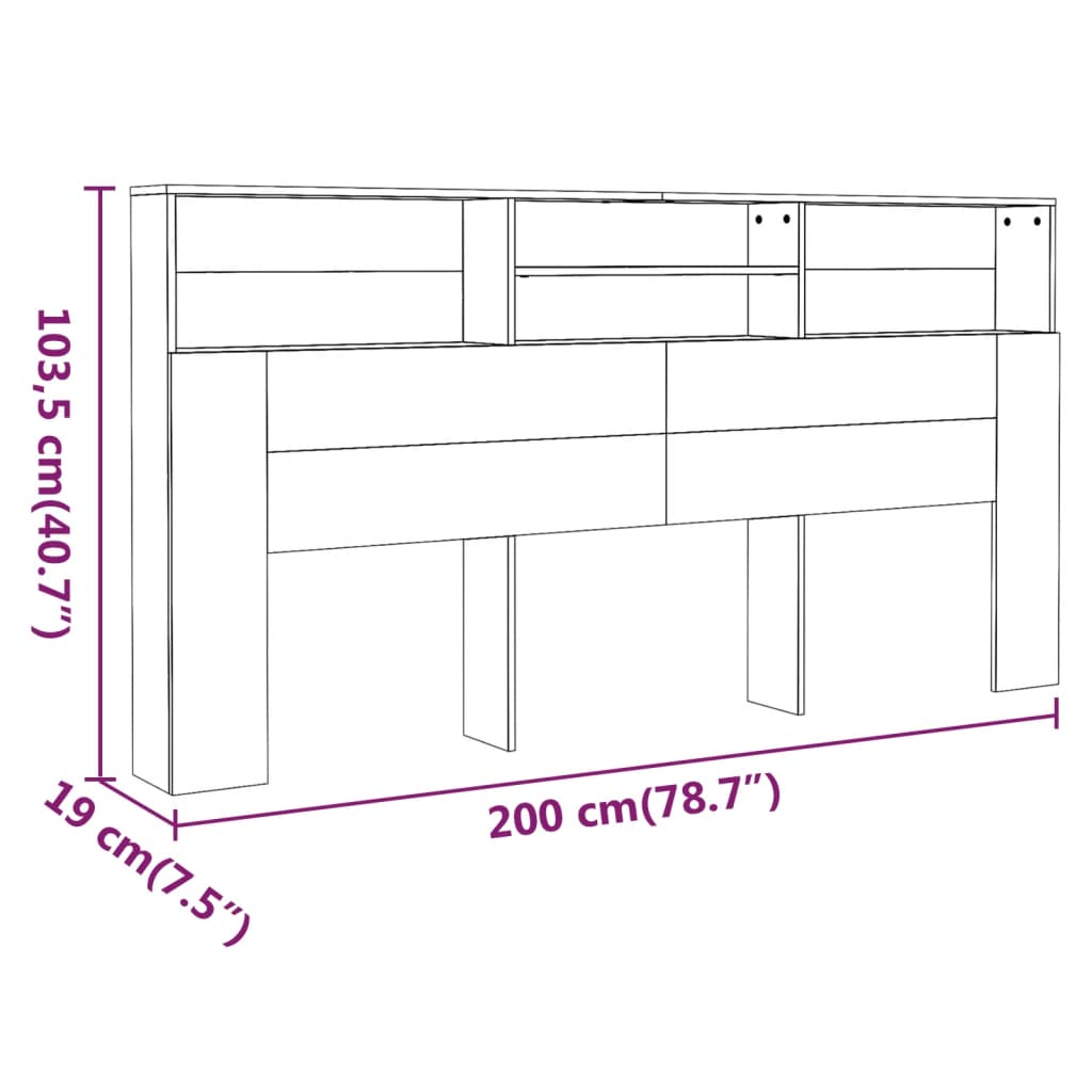 Meuble tête de lit 200x19x103,5 cm