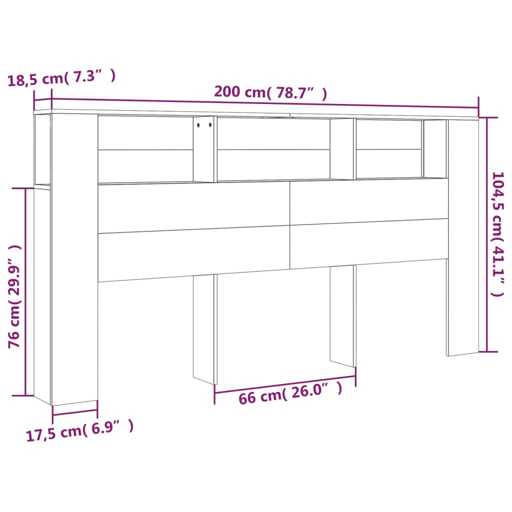 Meuble tête de lit 200x18,5x104,5 cm couleur chêne