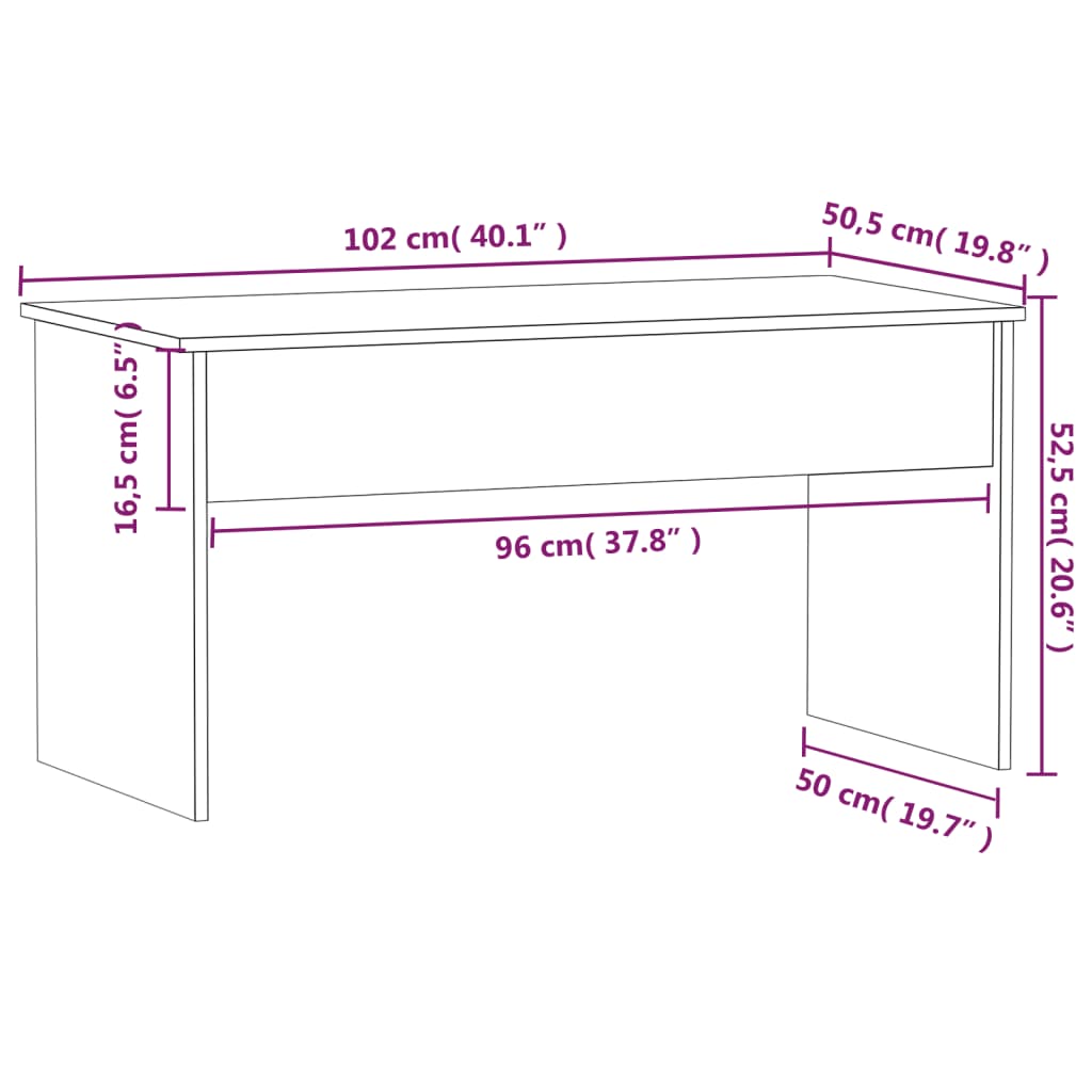 Salontafel 102x50,5x52,5 cm bewerkt hout