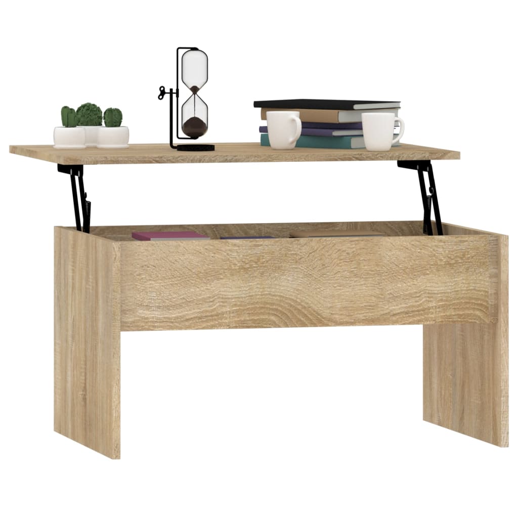 Table basse 80x50,5x41,5 cm en bois travaillé