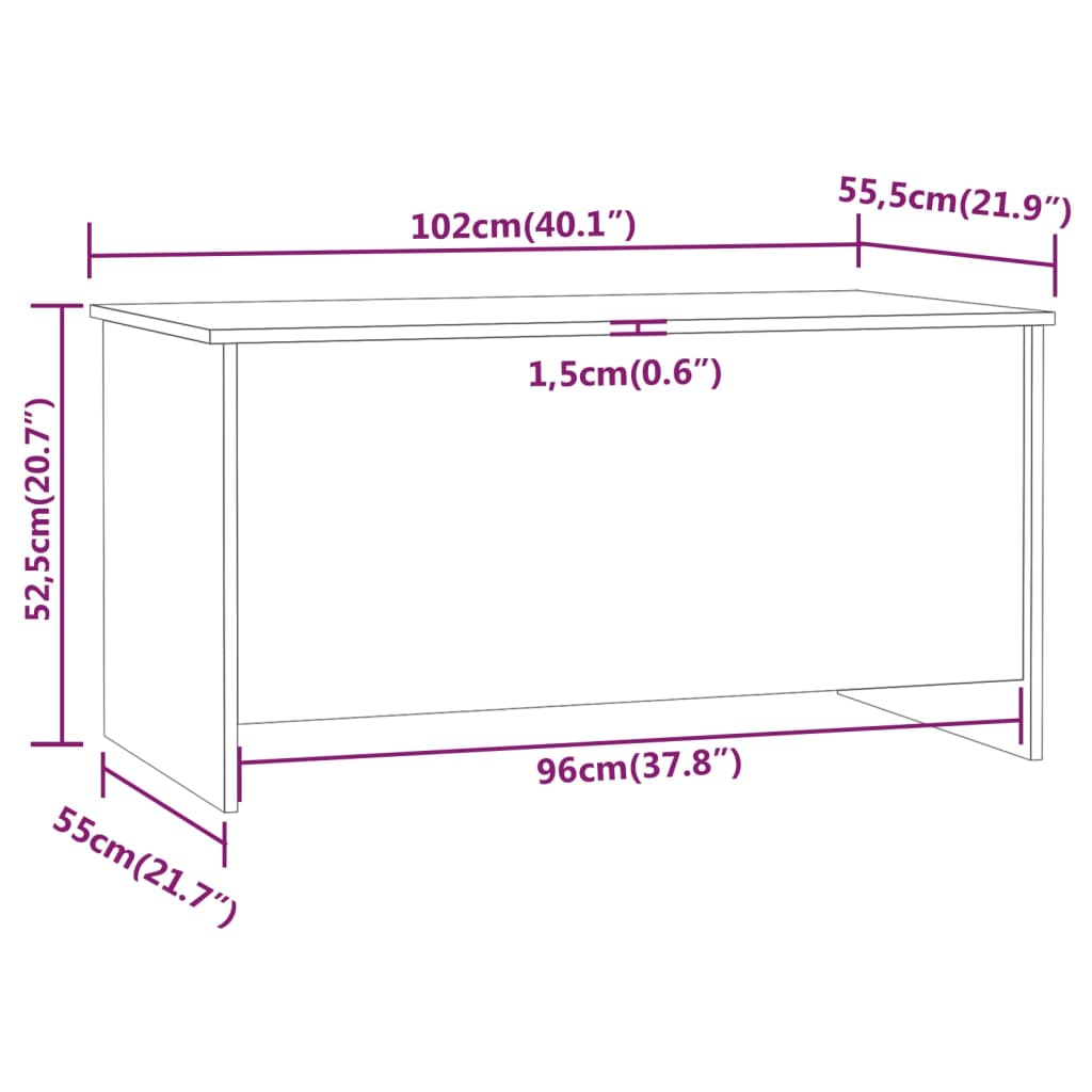 Table basse 102x55,5x52,5 cm en bois travaillé