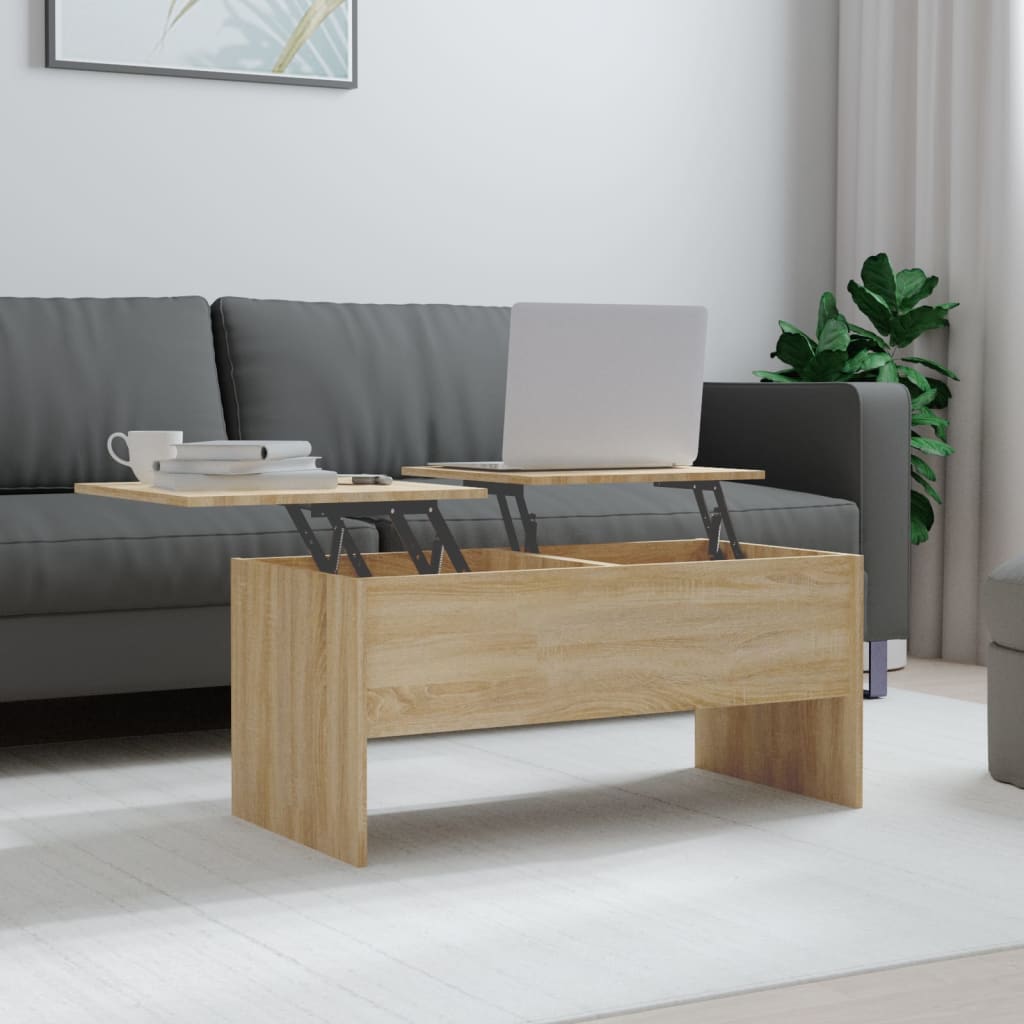 Table basse 102x50,5x46,5 cm en bois travaillé