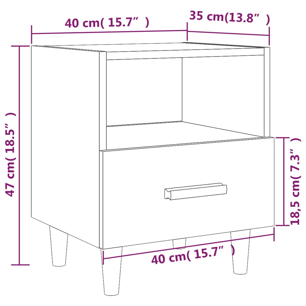 Nachtkastjes 2 st 40x35x47 cm eikenkleurig