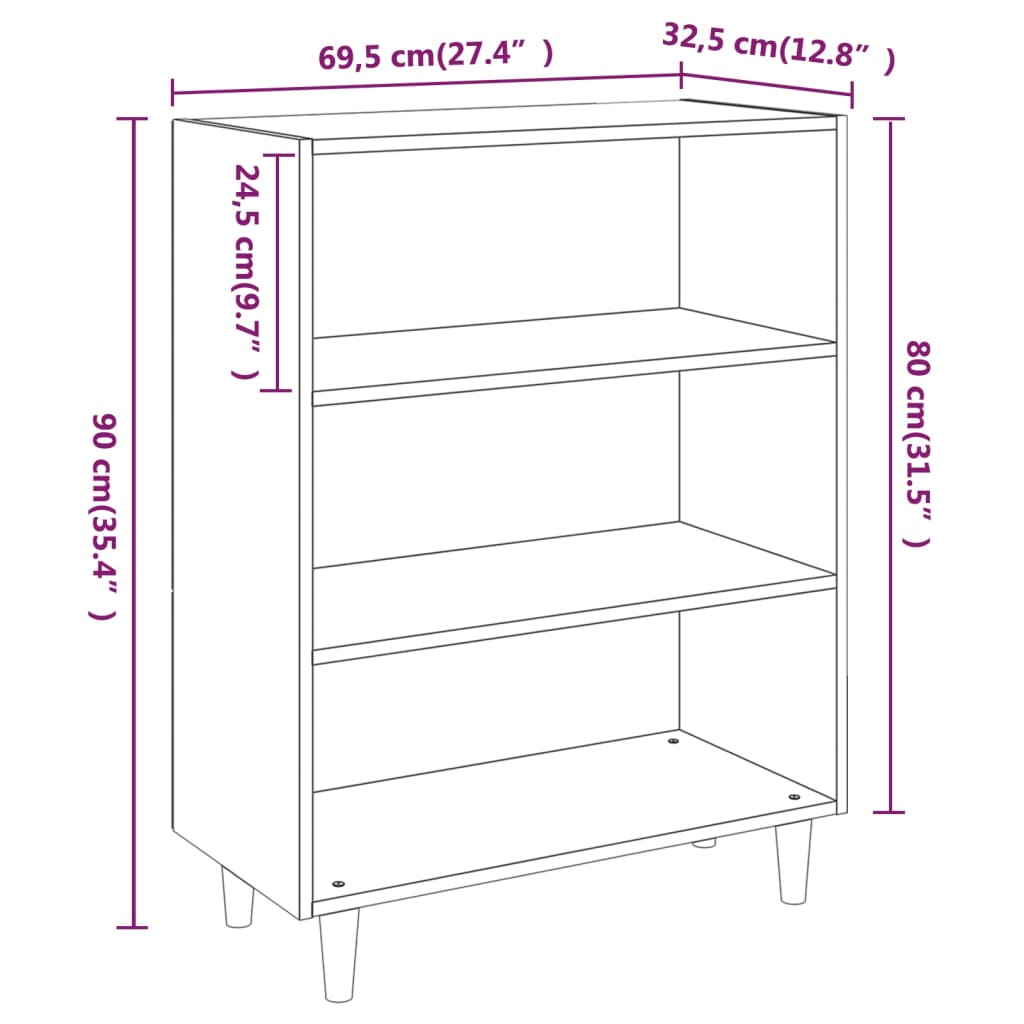 Dressoir 69,5x32,5x90 cm bewerkt hout eikenkleurig