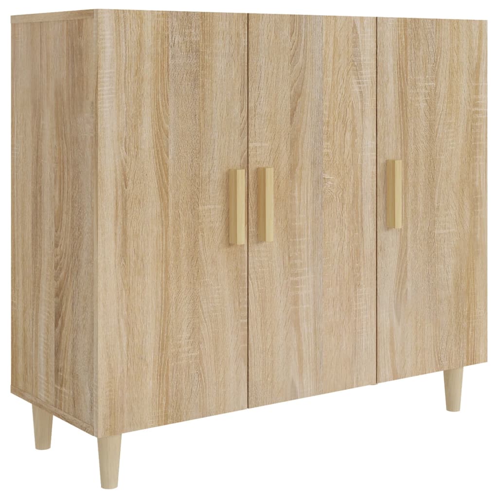 Dressoir 90x34x80 cm bewerkt hout eikenkleurig