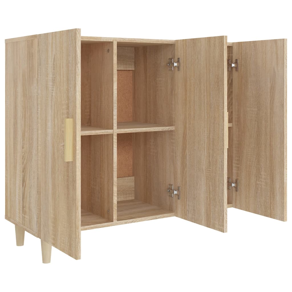 Dressoir 90x34x80 cm bewerkt hout eikenkleurig