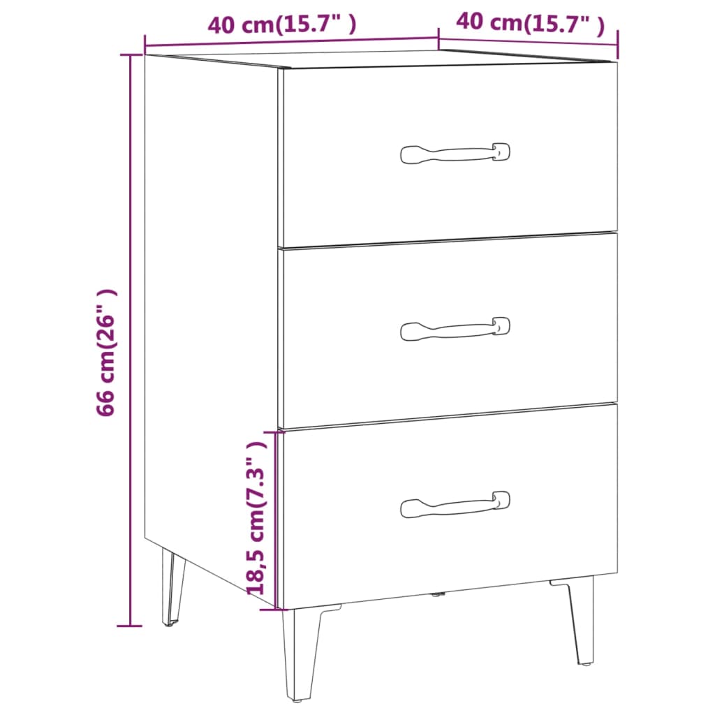 Table de chevet 40x40x66 cm en bois travaillé