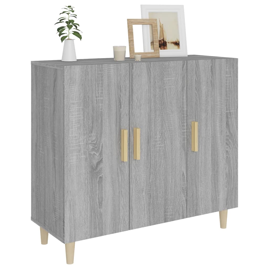 Dressoir 90x34x80 cm bewerkt hout eikenkleurig