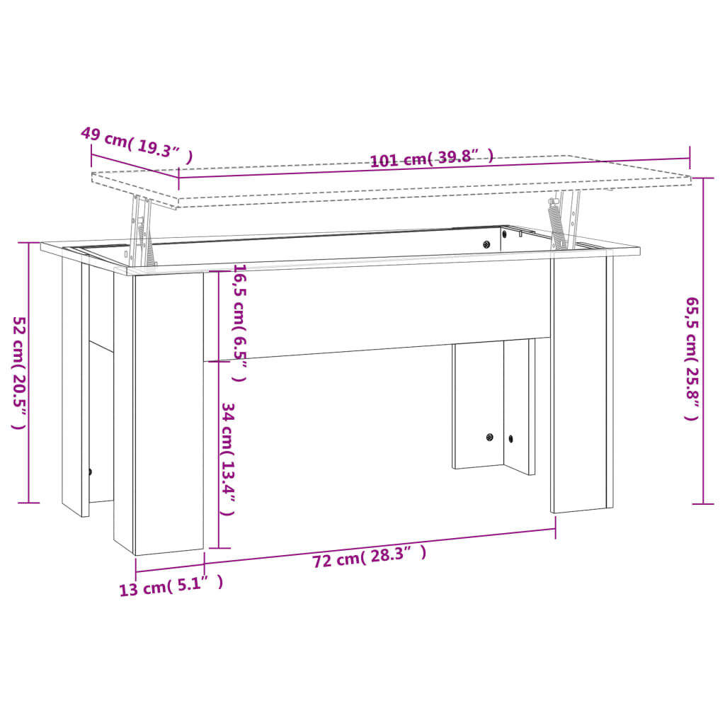 Table basse 101x49x52 cm en bois travaillé