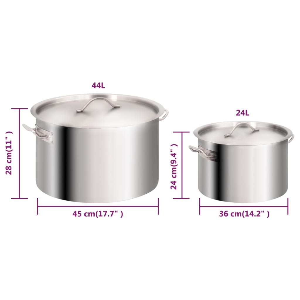 2-delige Kookpannenset 50/25 L roestvrij staal
