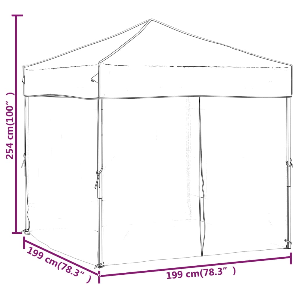 Partytent inklapbaar met zijwanden 3x6 m crèmekleurig