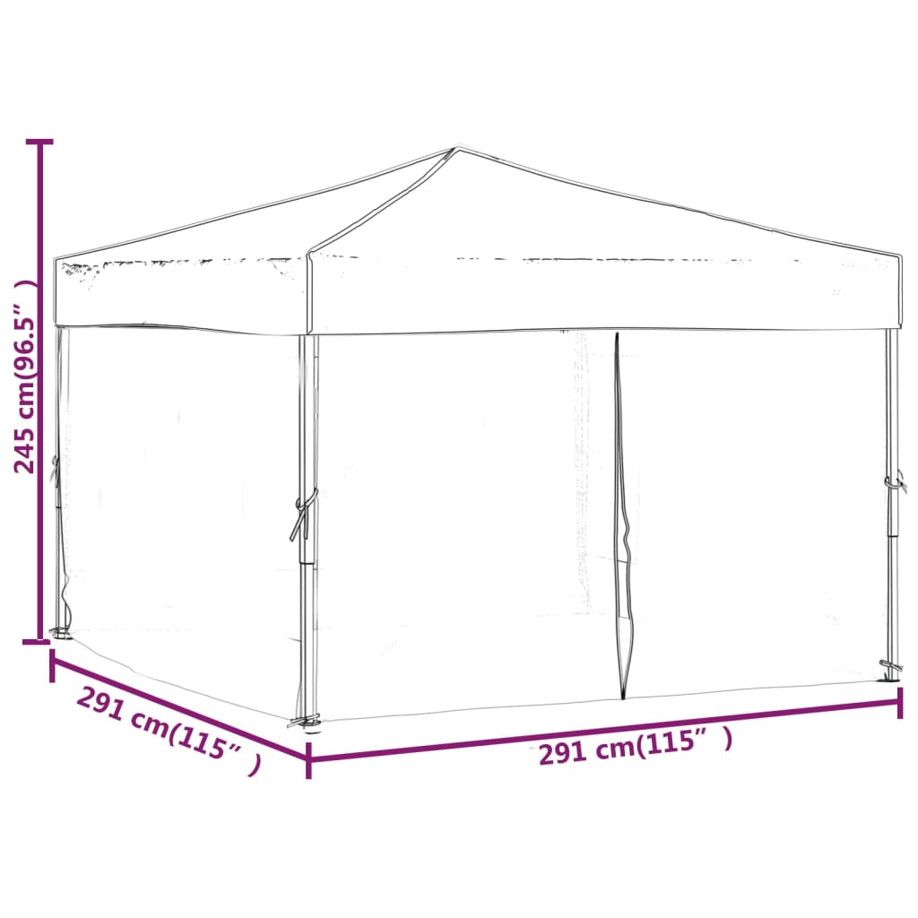 Partytent inklapbaar met zijwanden 3x6 m