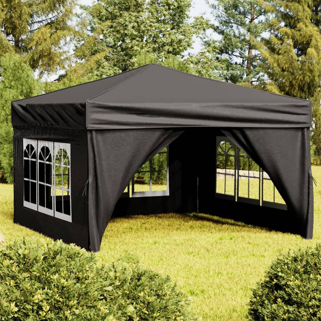 Partytent inklapbaar met zijwanden 3x6 m antracietkleurig