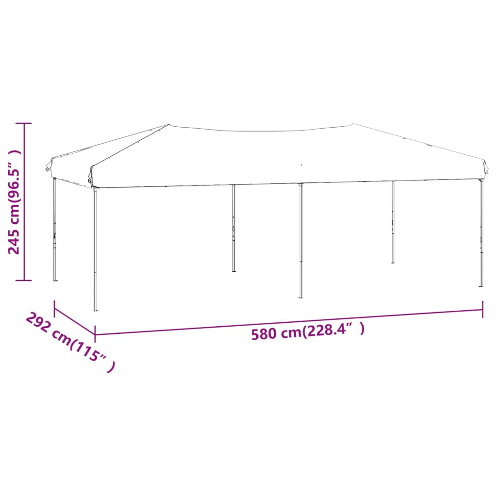 Partytent inklapbaar met zijwanden 3x6 m antracietkleurig