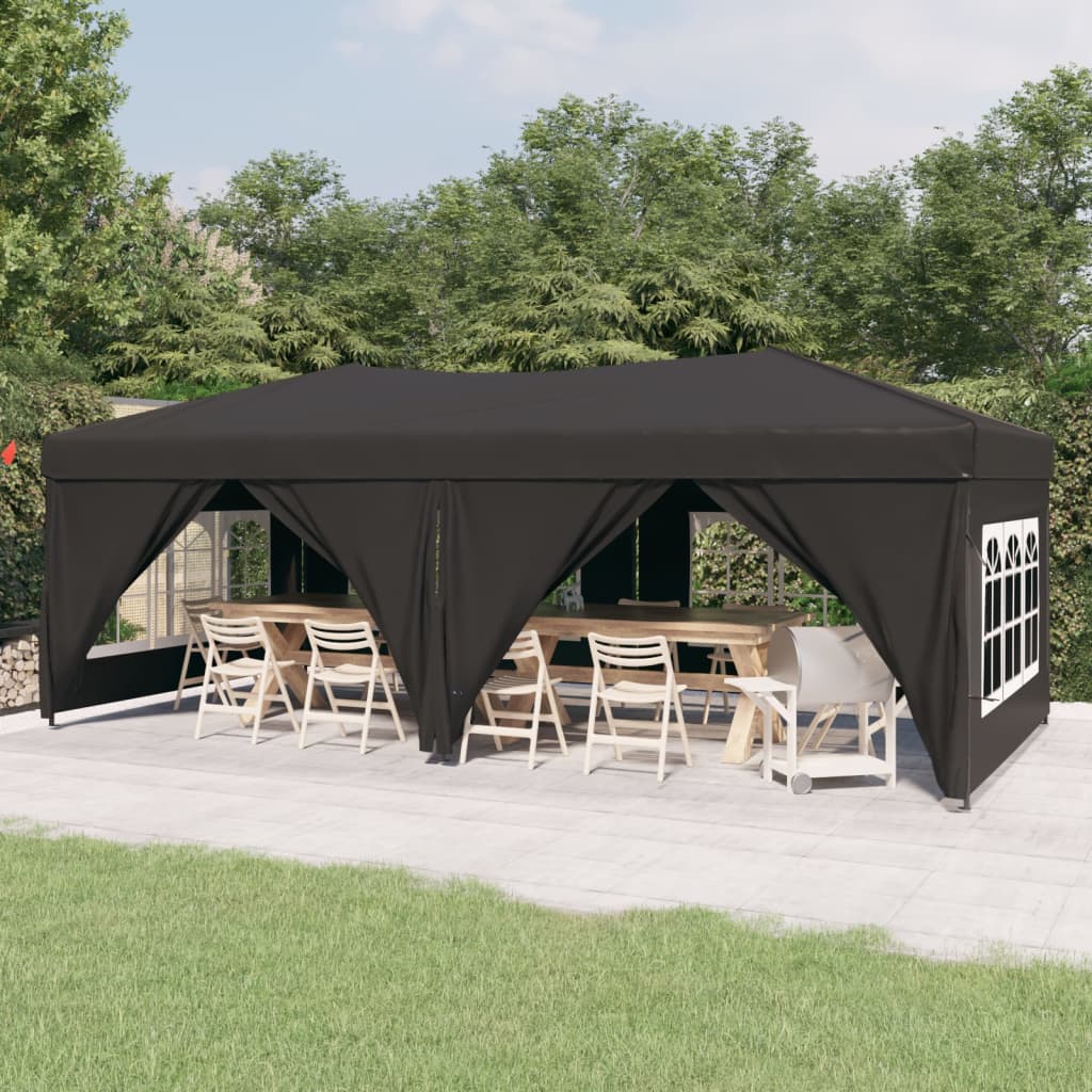 Partytent inklapbaar met zijwanden 3x6 m antracietkleurig