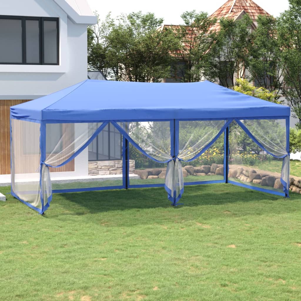 Partytent inklapbaar met zijwanden 3x6 m crèmekleurig