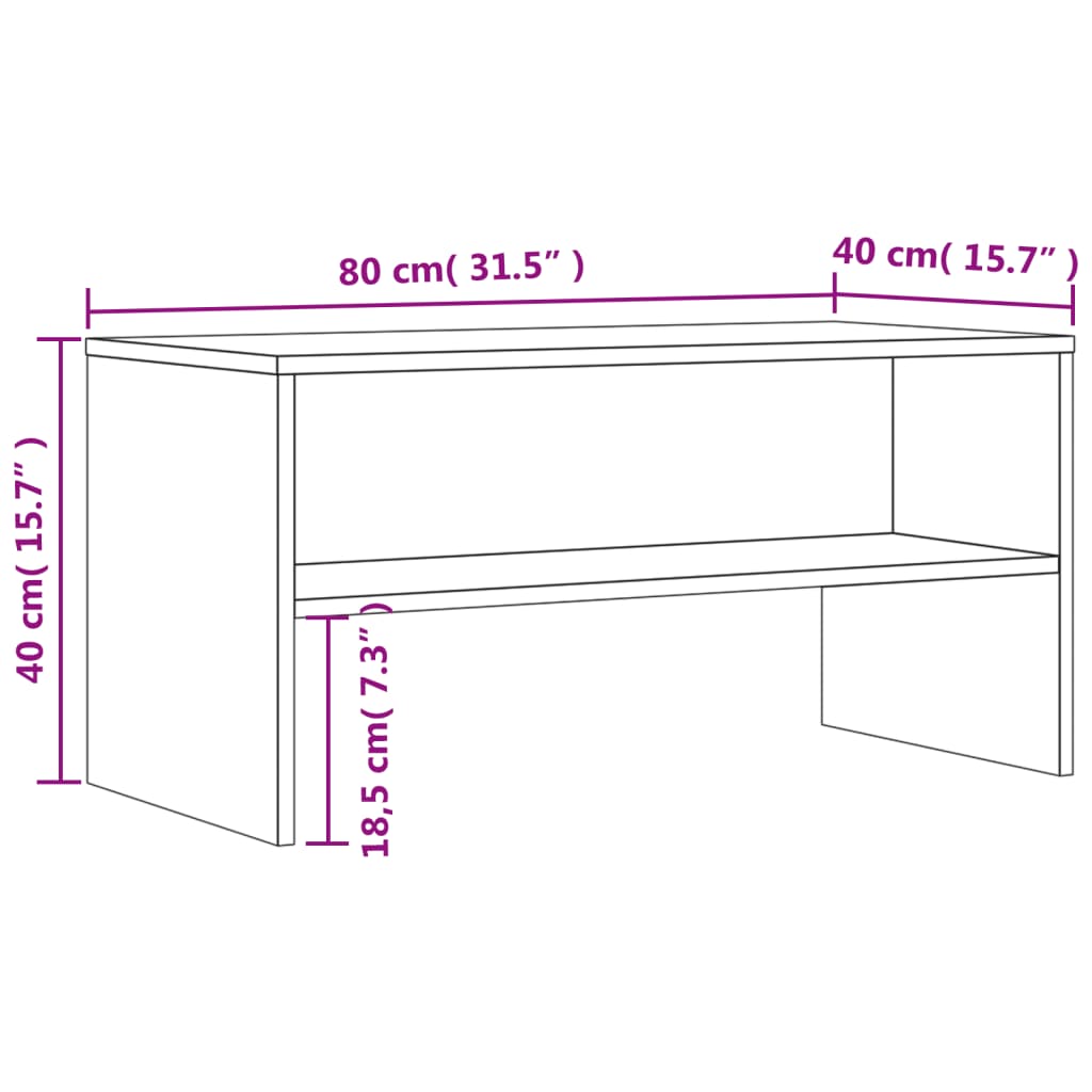 Tv-meubel 80x40x40 cm bewerkt hout artisanaal eikenkleur