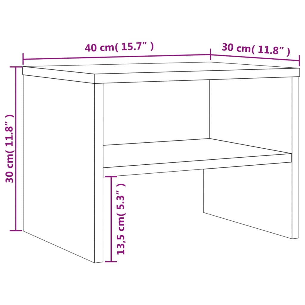 Table de chevet 40x30x30 cm en dérivé du bois couleur chêne