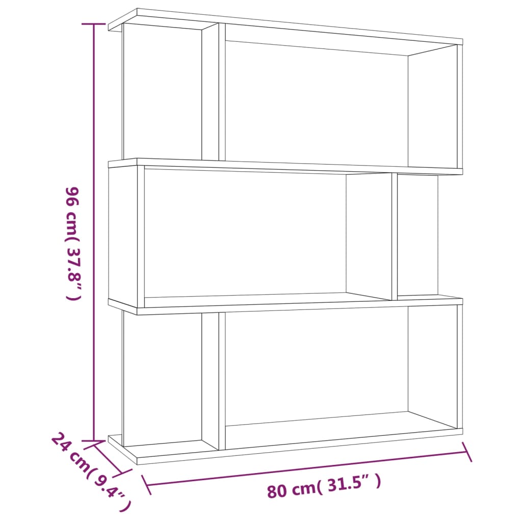 Bibliothèque/paravent 80x24x96 cm bois fini