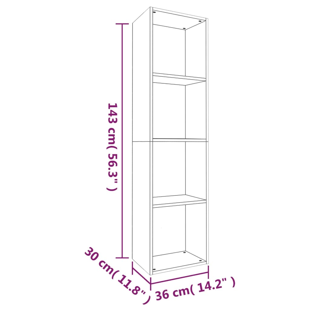 Bibliothèque/meuble TV 36x30x143 cm bois fini