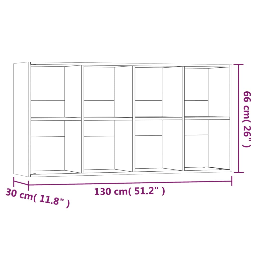 Boekenkast/dressoir 66x30x130 cm bewerkt hout eikenkleur