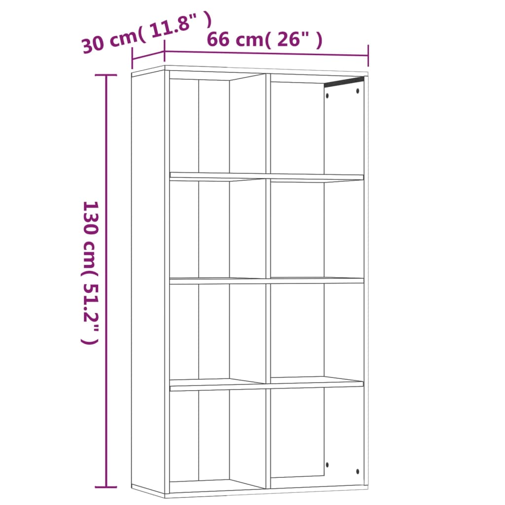 Boekenkast/dressoir 66x30x130 cm bewerkt hout eikenkleur