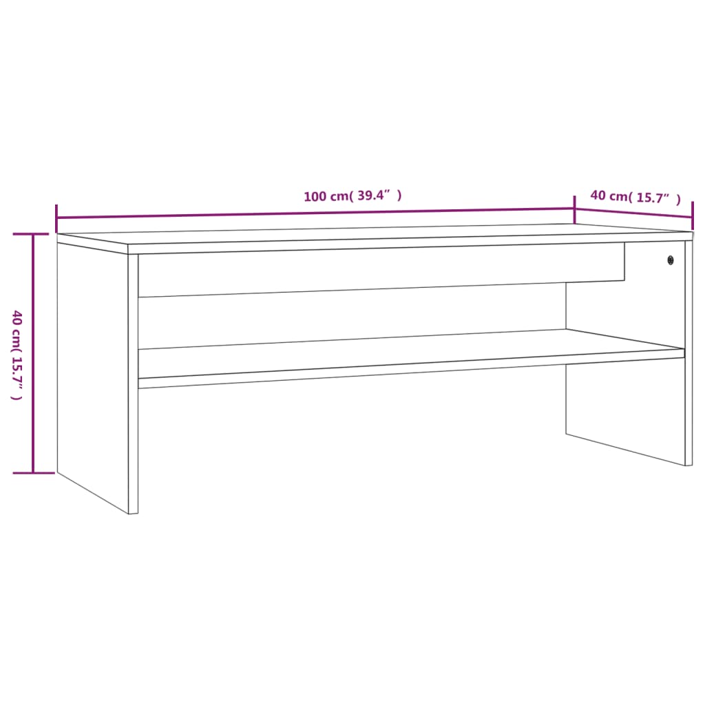 Table basse 100x40x40 cm en bois travaillé