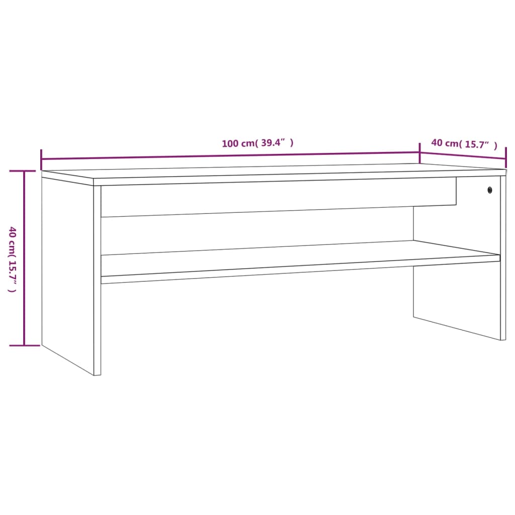 Table basse 100x40x40 cm en bois travaillé