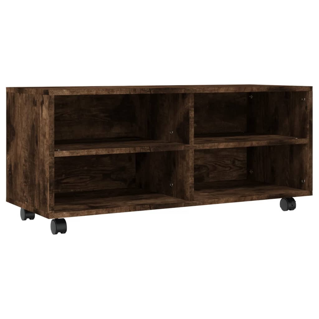 Tv-meubel met wieltjes 90x35x35 cm bewerkt hout